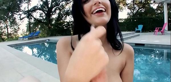  Real babe jerks dick and gets jizzed in mouth